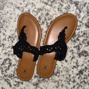 Shade & Shore Black Crochet Sandals